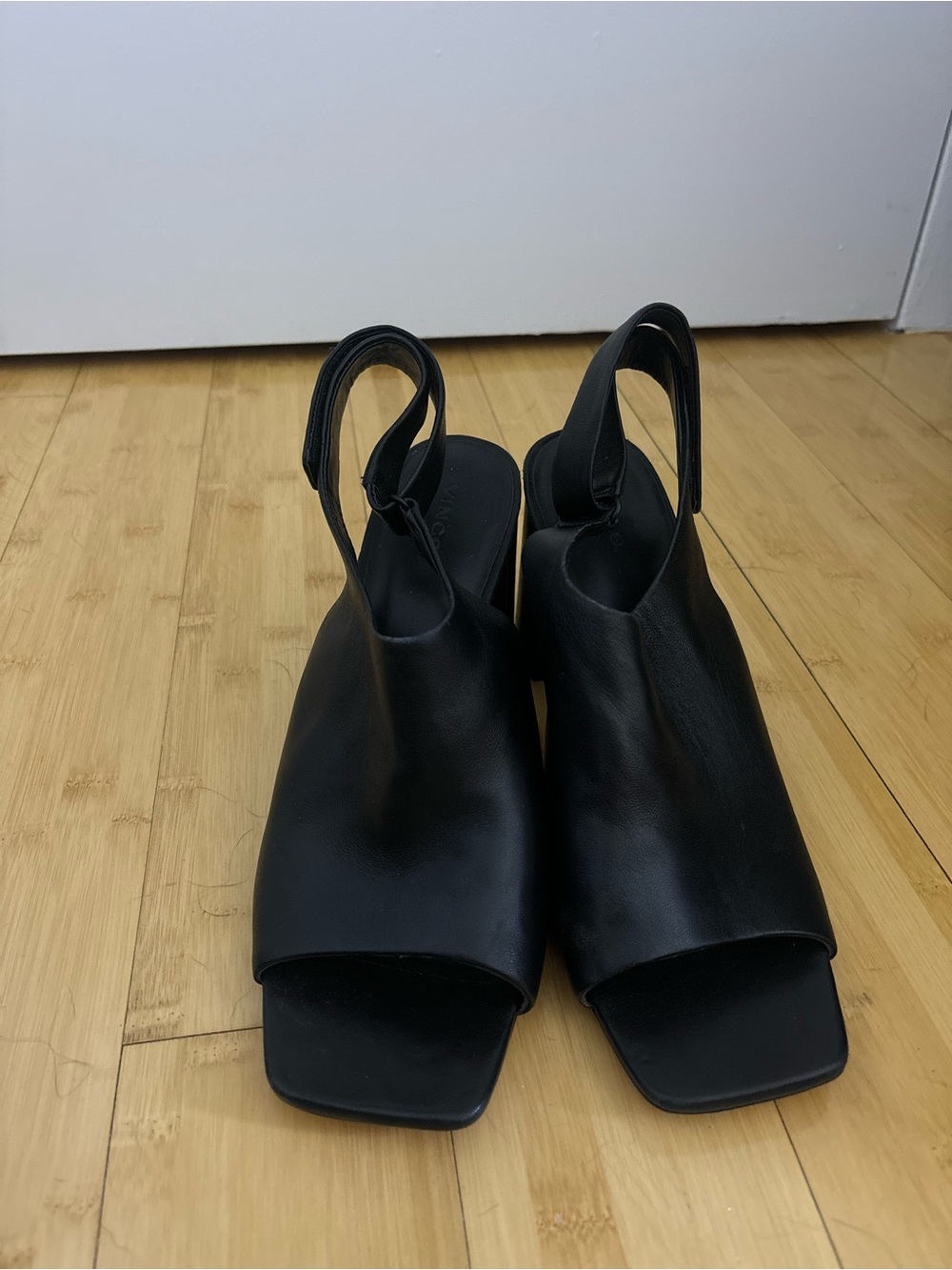 Vince Black Open-Toe Slingback Block Heel Sandals